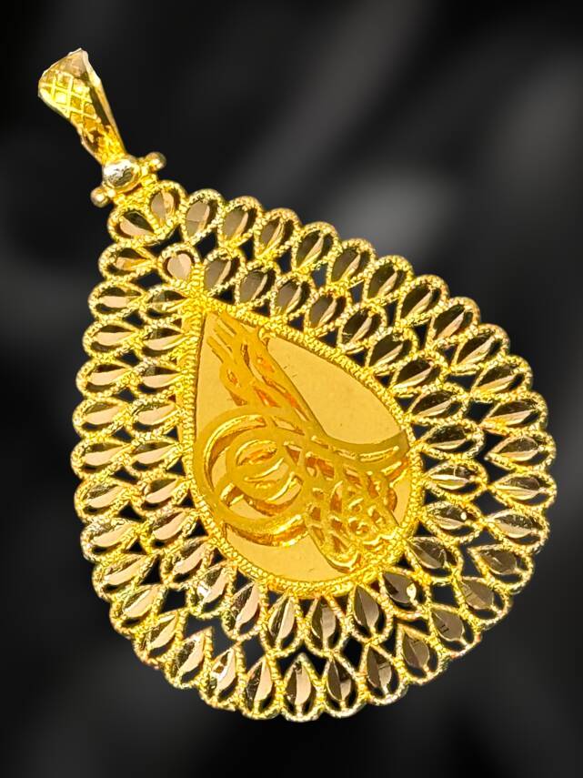 14 Ayar Damla Tuğra Kolye Ucu - 3