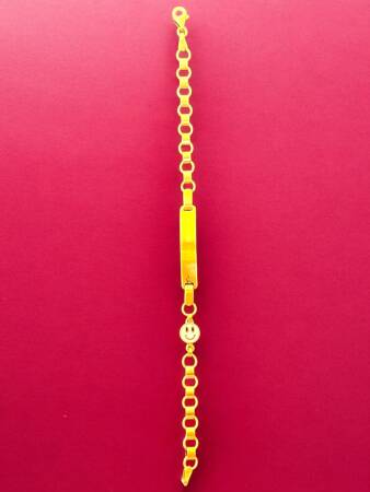 14 Ayar Gülen Yüz Figürlü Plaka Altın Çocuk Künyesi - 6