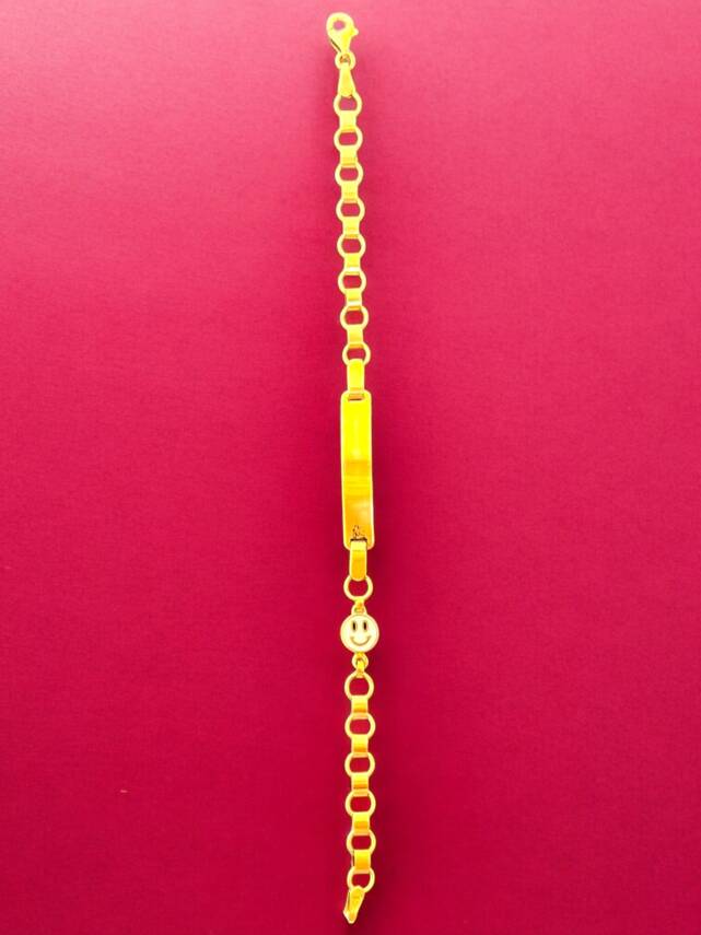 14 Ayar Gülen Yüz Figürlü Plaka Altın Çocuk Künyesi - 6