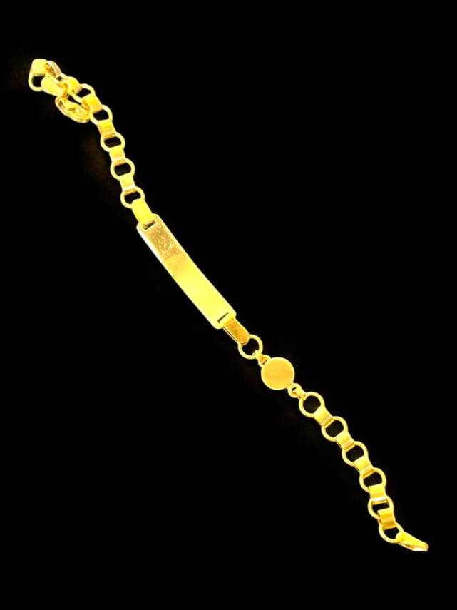 14 Ayar Gülen Yüz Figürlü Plaka Altın Çocuk Künyesi - 3