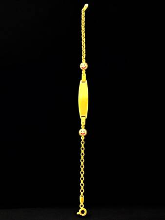 14 Ayar Gülen Yüz Figürlü Plaka Altın Çocuk Künyesi - 2