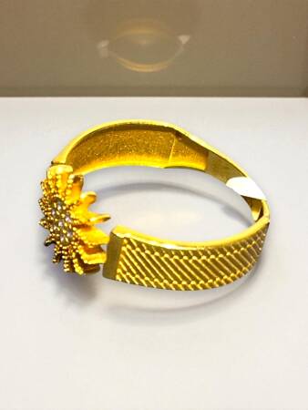 14 Ayar Hasır Taşlı Güneş Modelli Altın Yüzük - 4