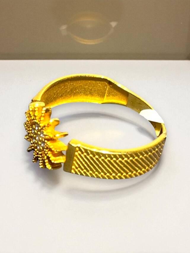 14 Ayar Hasır Taşlı Güneş Modelli Altın Yüzük - 4