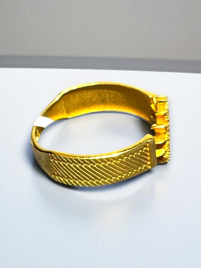 14 Ayar Hasır Taşlı Güneş Modelli Altın Yüzük - 7