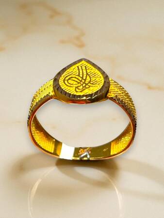 14 Ayar Hasır Tuğra Altın Yüzük - 3