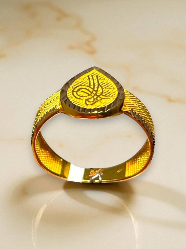 14 Ayar Hasır Tuğra Altın Yüzük - 3