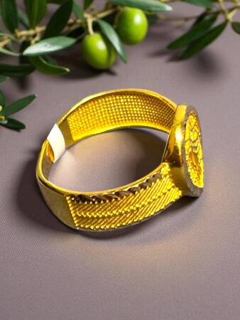 14 Ayar Hasır Tuğra Altın Yüzük - 4