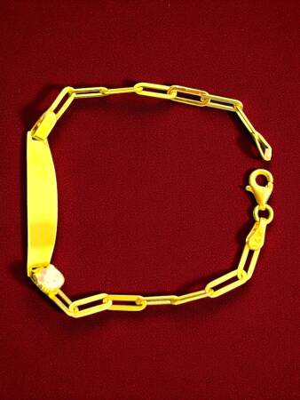 14 Ayar Hello Kitty Figürlü Altın Plaka Çocuk Künyesi - 5