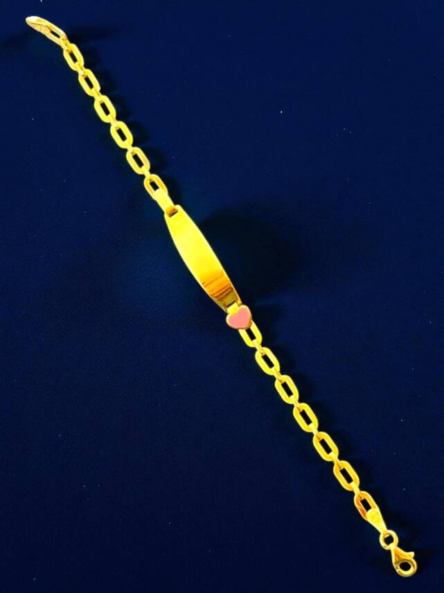 14 Ayar Kalp Figürlü Altın Plaka Çocuk Künyesi - 1