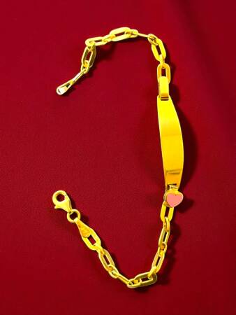 14 Ayar Kalp Figürlü Altın Plaka Çocuk Künyesi - 2