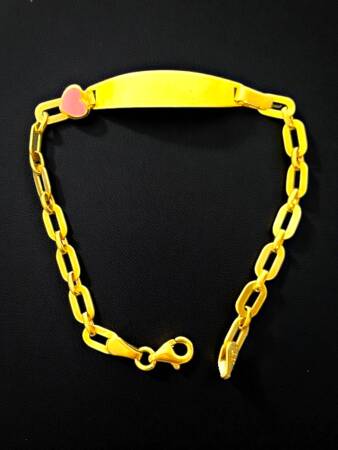 14 Ayar Kalp Figürlü Altın Plaka Çocuk Künyesi - 5