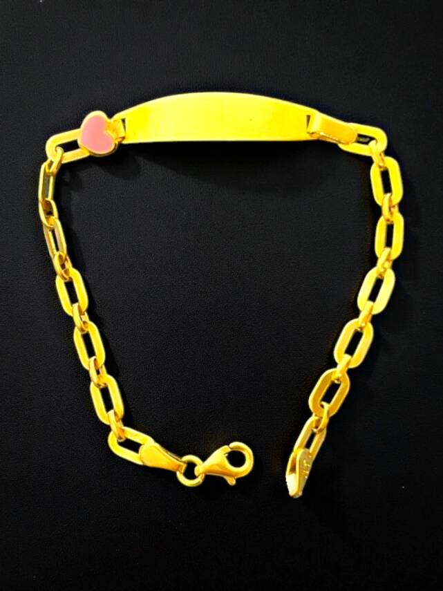 14 Ayar Kalp Figürlü Altın Plaka Çocuk Künyesi - 5