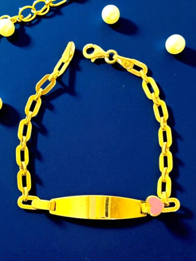 14 Ayar Kalp Figürlü Altın Plaka Çocuk Künyesi - 4