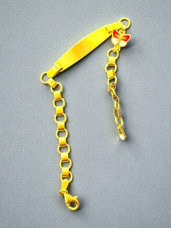 14 Ayar Kelebek Figürlü Altın Plaka Çocuk Künyesi - 3