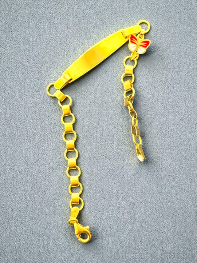 14 Ayar Kelebek Figürlü Altın Plaka Çocuk Künyesi - 3