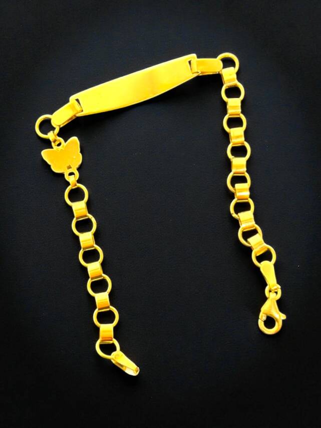 14 Ayar Kelebek Figürlü Altın Plaka Çocuk Künyesi - 6