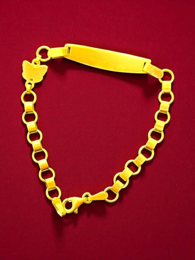 14 Ayar Kelebek Figürlü Altın Plaka Çocuk Künyesi - 5