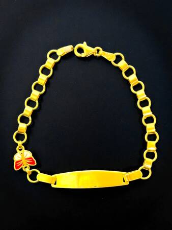 14 Ayar Kelebek Figürlü Altın Plaka Çocuk Künyesi - 2