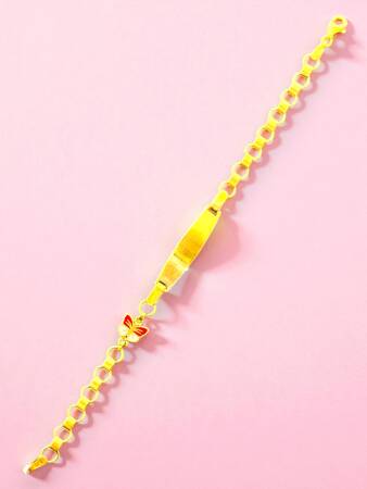 14 Ayar Kelebek Figürlü Altın Plaka Çocuk Künyesi - 4