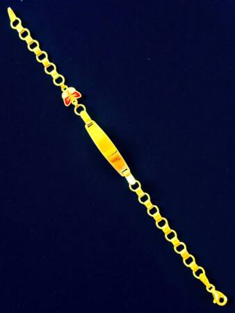 14 Ayar Kelebek Figürlü Altın Plaka Çocuk Künyesi - 