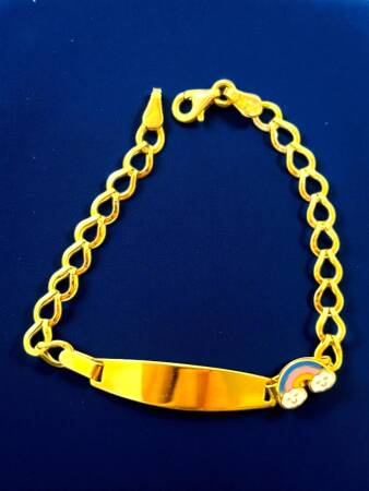 14 Ayar Gökkuşağı Figürlü Altın Plaka Çocuk Künyesi - 4