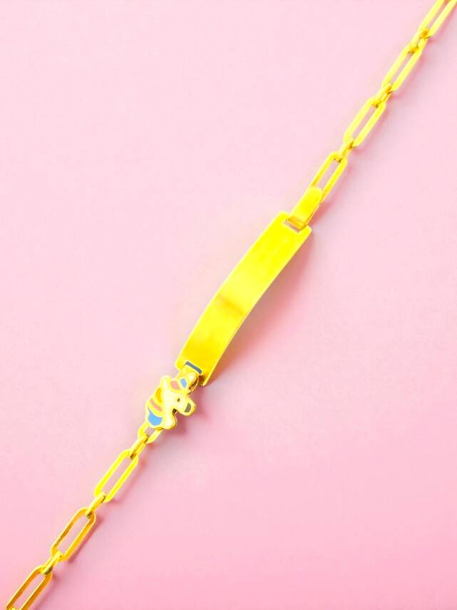 14 Ayar Unicorn Figürlü Altın Plaka Çocuk Künyesi - 6