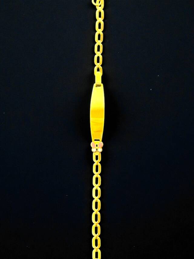 14 Ayar Kelebek Figürlü Altın Plaka Çocuk Künyesi - 5