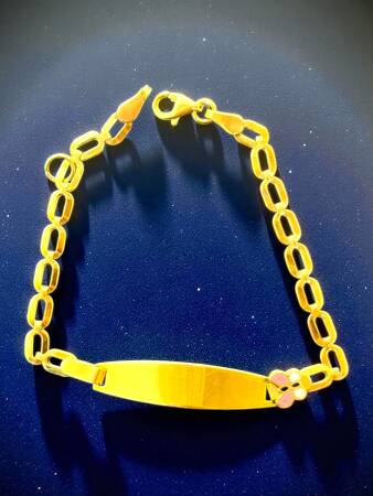 14 Ayar Kelebek Figürlü Altın Plaka Çocuk Künyesi - 9