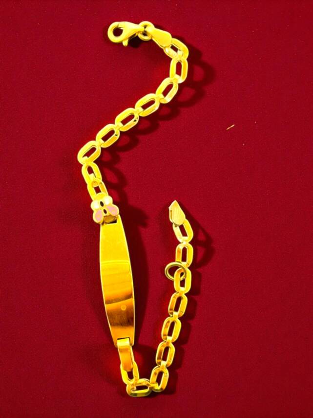 14 Ayar Kelebek Figürlü Altın Plaka Çocuk Künyesi - 7