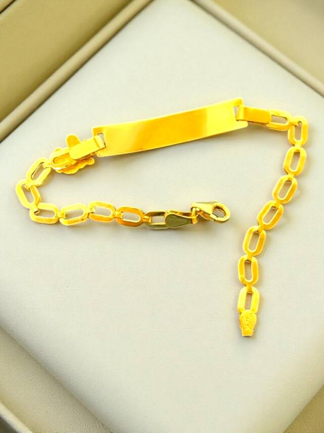 14 Ayar Kelebek Figürlü Altın Plaka Çocuk Künyesi - 10