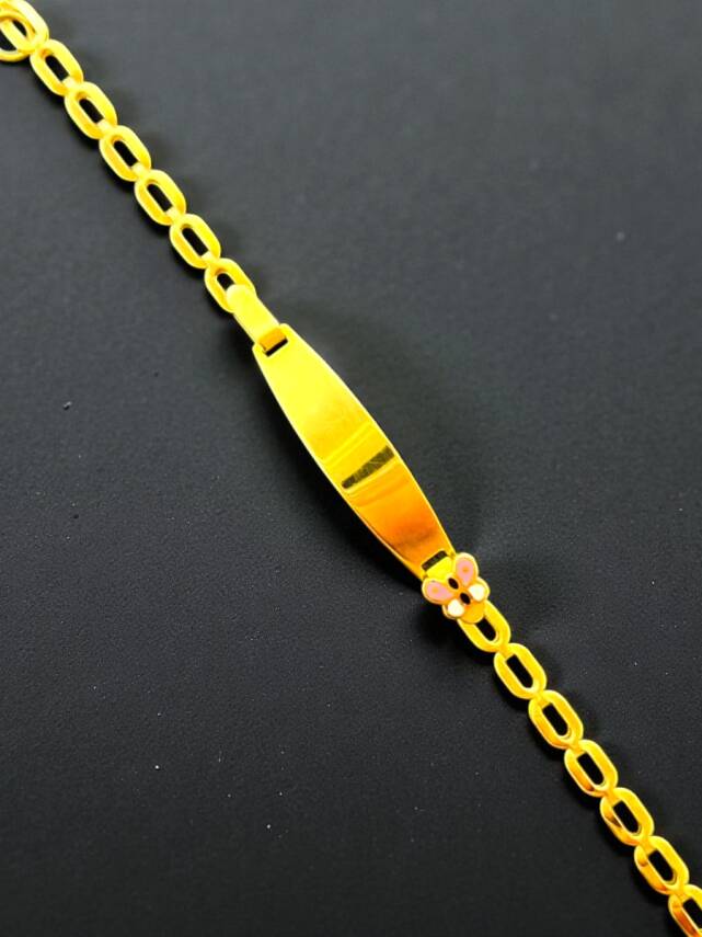 14 Ayar Kelebek Figürlü Altın Plaka Çocuk Künyesi - 3