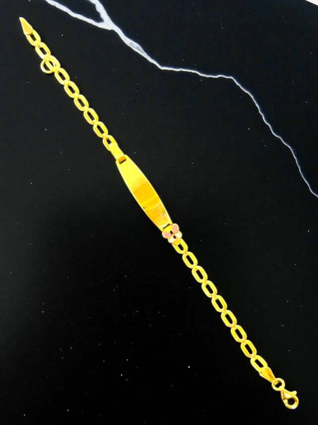 14 Ayar Kelebek Figürlü Altın Plaka Çocuk Künyesi - 8