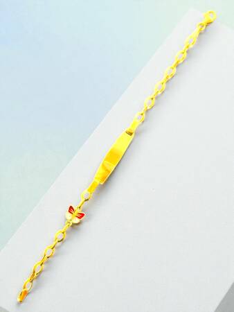 14 Ayar Kelebek Figürlü Altın Plaka Çocuk Künyesi - 