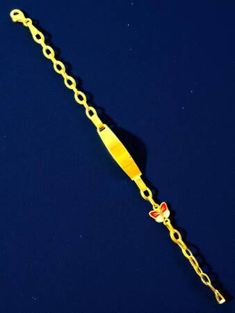 14 Ayar Kelebek Figürlü Altın Plaka Çocuk Künyesi - 3