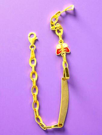 14 Ayar Kelebek Figürlü Altın Plaka Çocuk Künyesi - 4