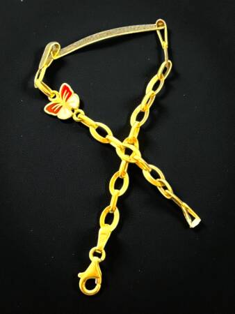 14 Ayar Kelebek Figürlü Altın Plaka Çocuk Künyesi - 5