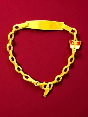 14 Ayar Kelebek Figürlü Altın Plaka Çocuk Künyesi - 2