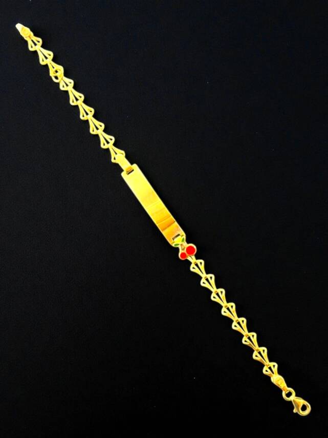 14 Ayar Kiraz Figürlü Altın Plaka Çocuk Künyesi - 4