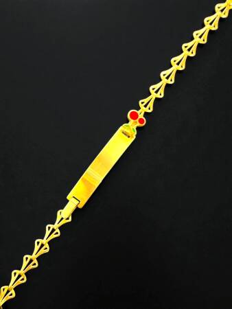 14 Ayar Kiraz Figürlü Altın Plaka Çocuk Künyesi - 6