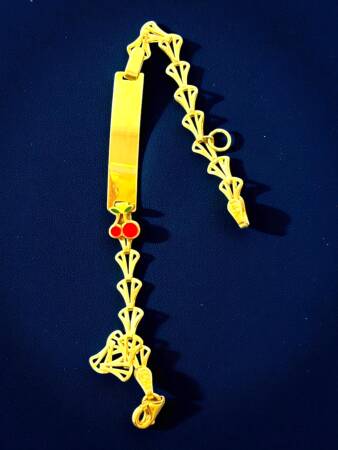 14 Ayar Kiraz Figürlü Altın Plaka Çocuk Künyesi - 7