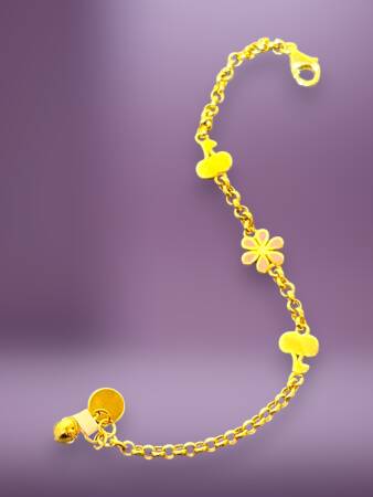 14 Ayar Kiraz Ve Çiçek Modelli Altın Çocuk Künyesi - 5