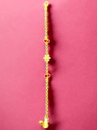 14 Ayar Kiraz Ve Çiçek Modelli Altın Çocuk Künyesi - 3