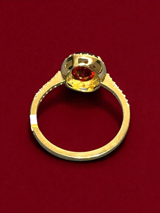 14 Ayar Kırmızı Opal Taşlı Altın Yüzük - 5