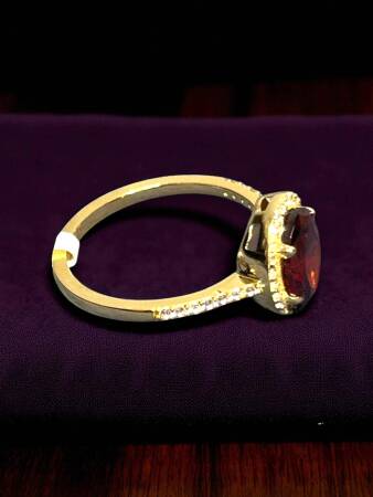 14 Ayar Kırmızı Opal Taşlı Altın Yüzük - 2