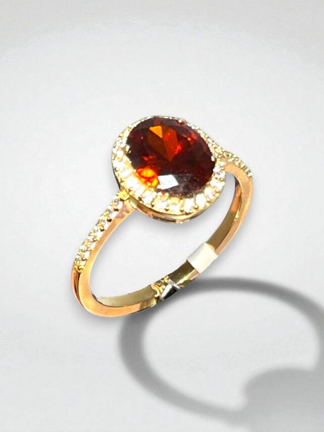 14 Ayar Kırmızı Opal Taşlı Altın Yüzük - 6