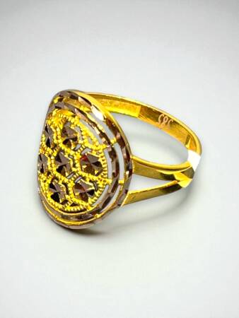 14 Ayar Lazer Kesim Modelli Altın Yüzük - 2