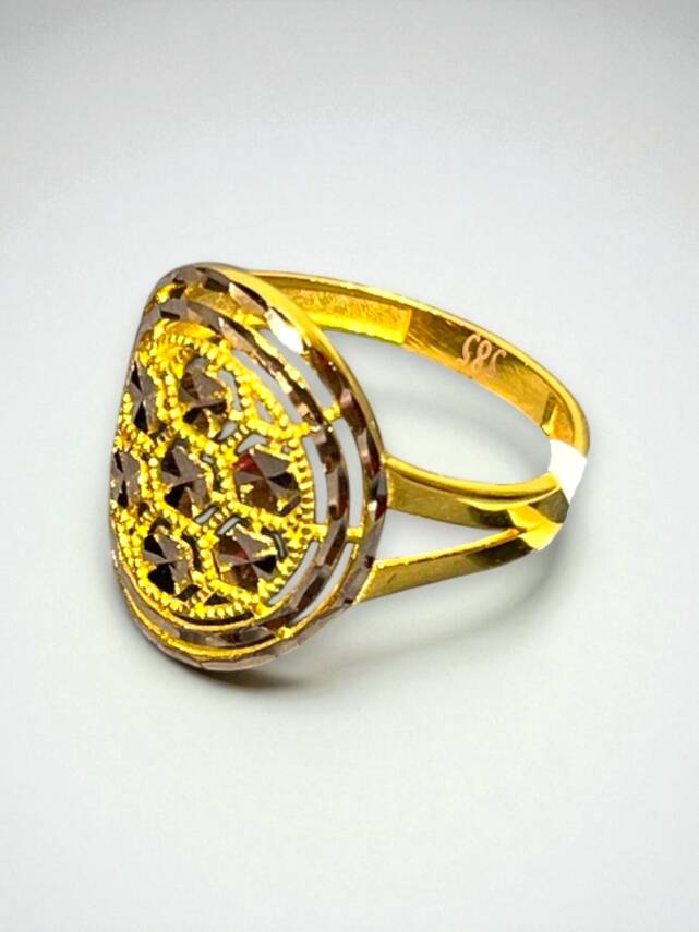 14 Ayar Lazer Kesim Modelli Altın Yüzük - 2