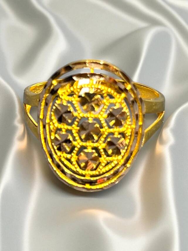 14 Ayar Lazer Kesim Modelli Altın Yüzük - 4