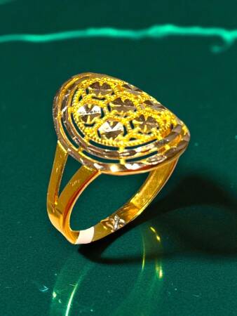 14 Ayar Lazer Kesim Modelli Altın Yüzük - 5