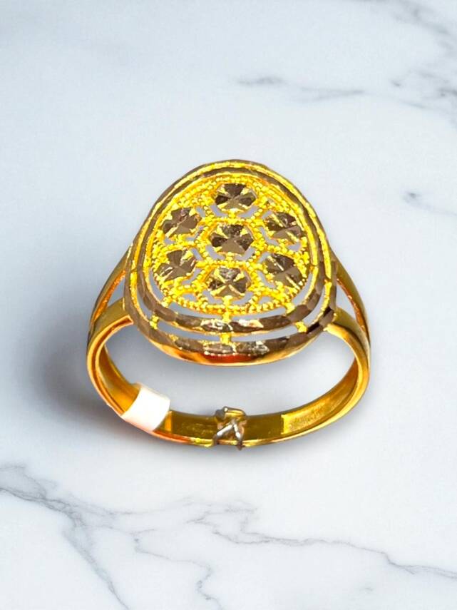 14 Ayar Lazer Kesim Modelli Altın Yüzük - 7